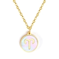 Collier doré en acier inoxydable avec signe du zodiaque Bélier et nacre irisée ronde - Or Bélier