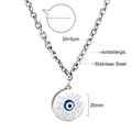 Détails du pendentif œil maléfique et de la chaîne en acier inoxydable avec dimensions - Style Flamme Mauvais Oeil Argent (NE29640KS)