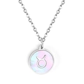 Collier signe Taureau avec pendentif en nacre chatoyante sur une fine chaîne argentée - Argent Taureau