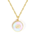 Collier doré en acier inoxydable avec signe du Cancer et pendentif en nacre blanche - Or Cancer