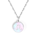 Collier signe Lion en argent avec pendentif en nacre blanche et chaîne classique - Argent Lion