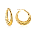 Pendientes de aro dorados retorcidos con acabado texturizado y cierre de seguridad - 20*15mm / Dorado