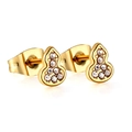 Boucles d'oreilles gourde élégantes en acier inoxydable doré avec cristaux blancs - Style Calebasse Doré (EA138402G)