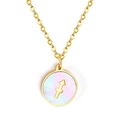 Collier Sagittaire en acier inoxydable doré avec pendentif en nacre irisée - Or Sagittaire