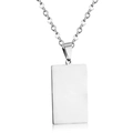 Minimalist silver stainless steel rectangular pendant with polished blank finish - Rectangle Shape (NE102901S) / Steel
