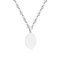 Polished silver oval stainless steel pendant with minimalist cable chain necklace - Oval Shape (NE103101S) / Steel