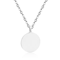 Minimalist silver stainless steel pendant with round tag on O-chain necklace - Round Shape (NE103201S) / Steel