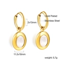 Detail of gold-plated stainless steel hoop earrings with white pearl shell pendants - Earrings (EA58390AG) / Gold