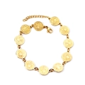 Gouden St. Benedictus muntarmband met verstelbare ketting en karabijnsluiting - Goud / Sint-Benedictusmedaille Dichte Stijl (BR254901G)