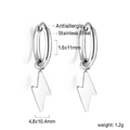 Polished stainless steel lightning bolt pendant earrings with detailed size measurements - Silver Lightning Style (EA559201S)