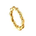 Gepolijste gouden gedraaide touwring van roestvrij staal met minimalistische look - US 6 / Gedraaide Touwstijl