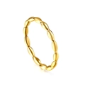 Minimalistische gouden roestvrijstalen ring met kraaltextuur en gedraaid design - US 6 / Kraaltextuur Stijl