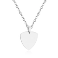 Polished silver stainless steel guitar pick pendant necklace with durable cross chain - Pick Shape (NE108401S) / Steel