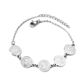Zilveren roestvrijstalen armband met vijf Sint-Benedictus medailles en karabijnsluiting - Sint-Benedictusmedaille Gespatieerde Stijl (BR255001S)