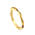 Gouden gedraaide roestvrijstalen ring met kleine paarse zirkoon kristal accenten - US 6 / Ingelegde Golfstijl (Paars)