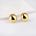 Minimalist gold-plated stainless steel dome stud earrings with a polished mirror finish - Gold (EA576901G)