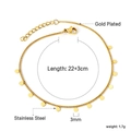 Detail of 22+3cm gold plated stainless steel anklet with 3mm round disc charms - Small Disc Pendant Style (AN115101G) / Gold