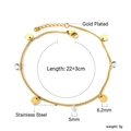 Detailed specs of gold plated stainless steel anklet with crystal and disc charms - Round Rhinestone Style (AN115202G) / Gold