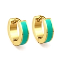 Gold-plated stainless steel hoop earrings with turquoise enamel inlay finish - Cyan Blue (EA31690JG)