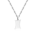 Minimalist silver stainless steel geometric hourglass pendant with polished finish - Geometric Rectangle (NE108501S) / Steel