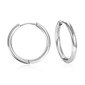 Minimalist silver hoop earrings in polished stainless steel with hinge closure - 8mm / Steel