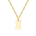 Minimalist gold geometric rectangular pendant with polished finish on a classic O-chain - Geometric Rectangle (NE108501G) / Gold