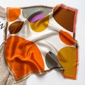 Polka dot silk scarf in orange, purple and brown with a smooth glossy finish - Beige Orange / Neckerchief