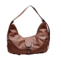 Borsa tote retrò in pelle marrone con borchie a stella e tracolla regolabile versatile - Cuoio