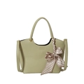 Borsa a secchiello in pelle verde chiaro con foulard di seta e tracolla - Verde