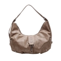 Grande borsa hobo grigio-marrone da donna con borchie a stella e tracolla regolabile - Cachi Scuro