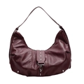Borsa hobo retrò in pelle bordeaux con borchie a stella argentate e texture morbida - Rosso
