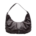 Borsa hobo marrone scuro in pelle stropicciata con dettagli di borchie a stella - caffè