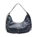 Navy blue soft leather hobo bag with vintage star accents and adjustable wide strap - Lake Blue
