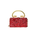 Rote Acryl-Boxhandtasche mit goldenem Drachengriff und Eiskristall-Struktur - Wassermelonenrot