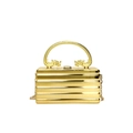 Goldene Acryl-Box-Clutch mit Eisrissmuster und Drachen-Ringgriff für den Abend - Horizontales Streifengold
