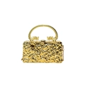 Borsa da sera in acrilico dorato con trama lavica e manici a forma di drago - Oro