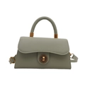 Retro light green faux leather crossbody bag with vintage circular metallic lock - Green