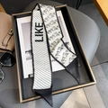 Fashionable twilly scarf featuring striped pattern and pony print in black and white - 7*90cm / Beige Black (LIKE)