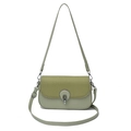 Minimalist bean green crossbody bag with textured woven flap and metal lock - Green