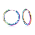 Regenbogenfarbene Creolen aus Edelstahl mit schlichtem, minimalistischem Design - 8mm / bunt