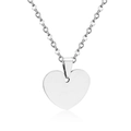 Polished silver heart-shaped stainless steel pendant on a minimalist thin chain - Heart Shape (NE108301S) / Steel