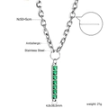 Specifiche del ciondolo in zircone verde su collana in acciaio inossidabile e dimensioni - Stile Pendente Lungo con Sette Pietre in Argento (NE2B390JS)