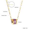 Dettaglio della collana vintage placcata oro con pendente viola e catena regolabile 40+5cm - Stile Pendente a Tubo Cilindrico Viola (NE2B160CG)