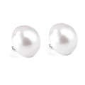 Minimalist stainless steel stud earrings with brilliant white button pearls for women - 20mm Half White Pearl Studs (EA57700AS)-Silver
