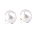 Classic 18K gold plated stainless steel stud earrings with white button pearls - 20mm Half White Pearl Studs (EA57700AG)-Gold
