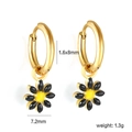 Goldene Creolen aus Edelstahl mit schwarz-gelben Gänseblümchen-Anhängern für Damen - Schwarzes Blütenblatt Gelber Stempel Goldener Reif Stil(EA56450BG) / 1.6x8mm