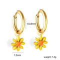 Schicke Edelstahl-Sonnenblumen-Ohrringe mit gelben Blütenblättern und Goldhaken - Gelbes Blütenblatt Oranger Stempel Goldener Reif Stil(EA56450YG) / 1.6x8mm