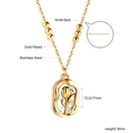 Gouden tulp hanger ketting van roestvrij staal met parelmoer inleg en verstelbare ketting - Witte Parelmoer Reliëf Tulp Ontwerp (NE2A840AG)