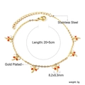 18k gold plated stainless steel anklet featuring colorful dragonfly enamel charms - Bicolor Dragonfly (Gold)