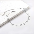 Minimalist silver chain anklet with dangling heart charms and adjustable lobster clasp closure - Silver Style (AN116601S)